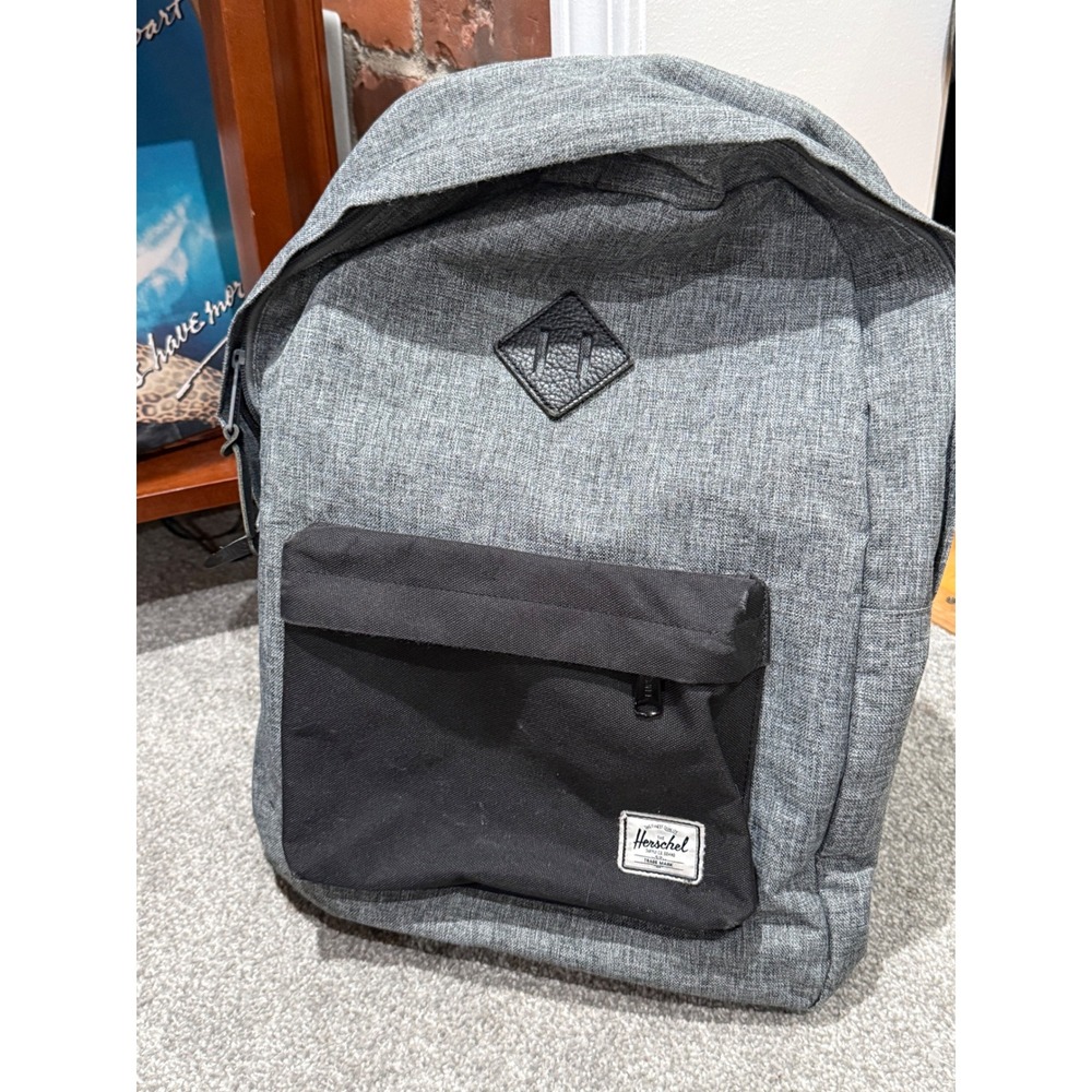 Herschel Supply Co Heritage Backpack Grey Black School Travel‎ Bag